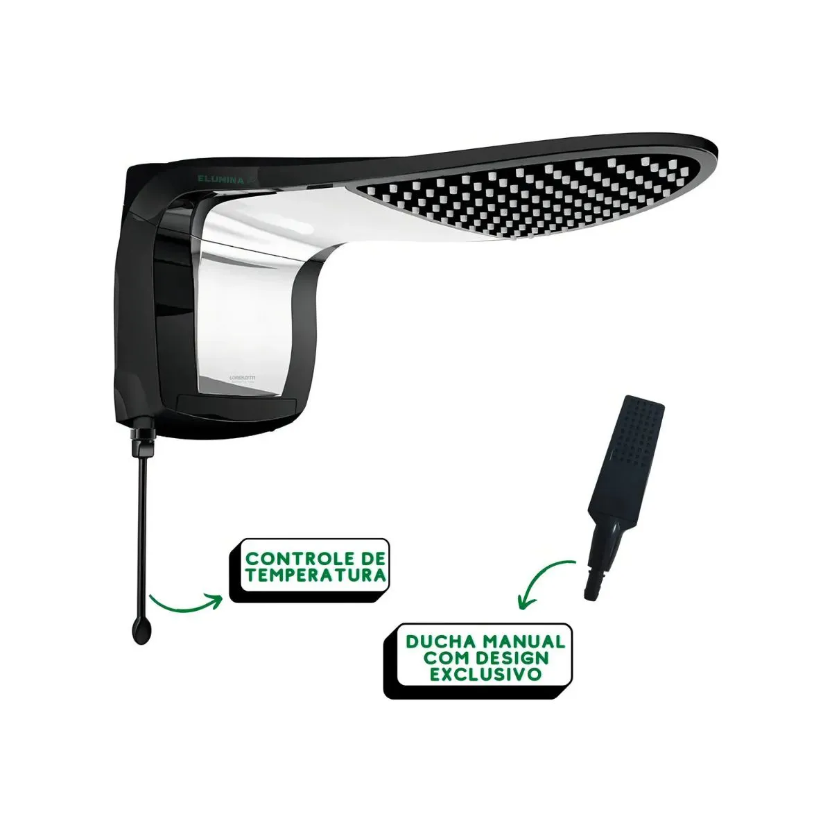 Chuveiro elétrico Parede Acqua Ultra Wave Preto Lorenzetti - Imagem 2